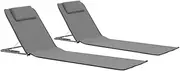 VRAXO Folding Beach Mats 2 pcs Steel and Fabric Grey -3.09KG,44330