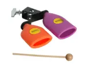 Mano Percussion Double Samba Bell Orange and Purple C/W Beater