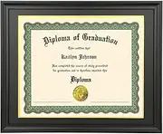 LTYHHK 13x17 Diploma Frame Solid Wood Black, Displays 13x17 Diplomas with Black Over Gold Mat or 16x20 Inch Without Mat, 13x17 Diploma Frame 13x17 inch Certificate Frames (L23B1620BG1317)