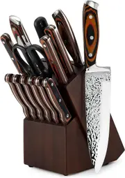 15-Piece Kitchen Knife Set with Wooden Block
