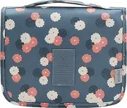 [UNAOIWN] Hanging Travel Toiletry Bag Cosmetic Make up Organizer (Blue Flower2)