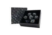 LPG Hollow Dragon RPG Dice Set - Stainless&Blue