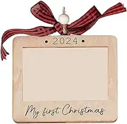 Baby's First Christmas Ornament 2024,Baby First Christmas Picture Frame Ornament,Wooden Picture Frame Ornament,Christmas Tree Ornament,My First Christmas Ornament 2024