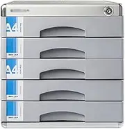 Lock File Cabinet Desktop Data Storage Drawer Type Data Cabinet 5 Drawers Silver