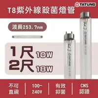 在飛比找樂天市場購物網優惠-〖大同〗 T8紫外線 殺菌 燈管 10W/18W/40W U