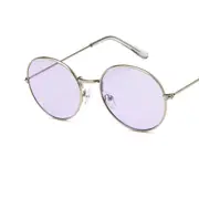 2PCS Women Sunglasses Retro Metal Oval Sunglasses Men Candy Color Transparent Sun Glasses Vintage Shades Oval Sunglasses