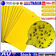 100X Yellow Sticky Insect Trap Catcher Killer Fly Aphids Wasp Thrip Gnat Paper