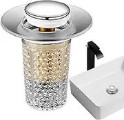 Push-Button Sink Plug- Bathroom Sink Plug | Bathroom Bouncing Sink Filter, Anti-Clog Press Pop Up Core Drain Filter for Shower Kitchen Laundry, Clog- Draining Solution, Press-Type Sink Stopper
