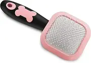 Slicker Brush for Dogs - Gently Cleaning Pin Brush for Shedding, Small Dogs, Puppy, Yorkie, Poodle, Rabbits, Cats - Pink