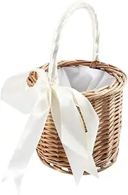 Abaodam Hand Woven Storage Basket with Lining Red Wine Holder for Flowers Fruits Snacks Natural Decorative Organizer for Home Picnic Use