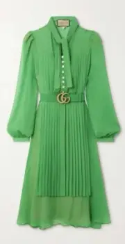 Gucci Green Silk Midi Dress- With Tags- RRP$8,500 AUD