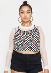 [NGOrder] Plus Cherry Checkerboard Crop Top