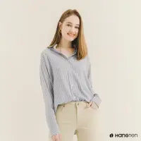 在飛比找momo購物網優惠-【Hang Ten】女裝-RELAXED FIT條紋長袖襯衫