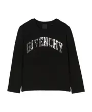 Sequined logo long-sleeved T-shirt 12Y,10Y Black