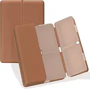 FYY Daily Pill Organizer, 7 Compartments Portable Pill Case Travel Pill Organizer,[Folding Design]Pill Box for Purse Pocket to Hold Vitamins,Cod Liver Oil,Supplements and Medication-Brown Clear