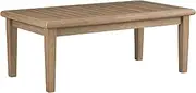 [Signature Design by Ashley] Gerianne Outdoor Eucalyptus Patio Coffee Table, Light Brown