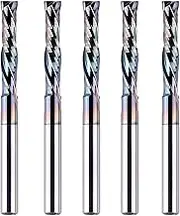 SpeTool 5Pcs Carbide Compression Router Bit Up&Down Cut 1/8 inch Cutting Dia for CNC Mill Machine Wookwork 3D Profile Detail Engraver Carving