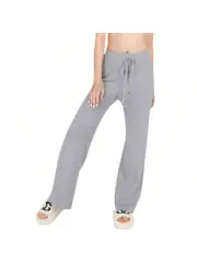 Women's Wide Leg Knit Lounge Pants With Elastic Waist And Drawstring