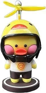 Cute Colorful Duck Toy Car Dashboard Decorations Gold-Framed Glasses Duck with Propeller Helmet (Yellow Duck)