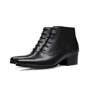 Men's Real Leather Matt Leather Pointed Toe Ankle Boots Lace Up Shoes Party