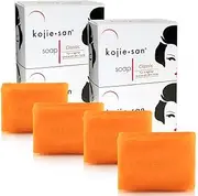 Kojie San Skin Brightening Soap - Original Kojic Acid, Dark Spot Remover Bar Soap with Coconut & Tea Tree Oil- 135g x 4 Bars