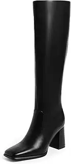 [Modatope] Knee High Boots Women Chunky Heel Square Toe Tall Boots for Women High Heel Side Zipper Long Boots