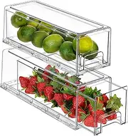 Sorbus Fridge Drawers - Clear Stackable Pull Out Refrigerator Organizer Bins - Food Storage Containers for Kitchen, Refrigerator, Freezer, Vanity & Fridge Organization and Storage (2 Pack | Small)
