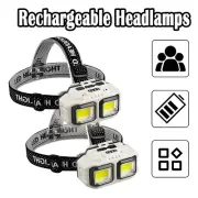 Waterproof LED Headlamp Rechargeable COB Induction USB Headlight White Light