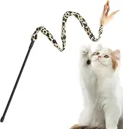 Cat Teaser Toy Wand, Cat Teasers Teasing Wand Pet Catcher Stick With Feather, Leopard Print Cat Feather Toy Kitten Teaser Wand Cat Wand Toys for Indoor Cats Cats Kittens