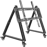 Low Height Mobile TV Stand Rolling TV Stand with Wheel Space Saving Metal Floor Monitor Cart Adjustable Angle for Exhibition, 32 inch to 70 inch