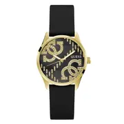 Guess Trend G Stitch Trend Gold-Tone Black Denim Strap Women's Watch GW0755L3