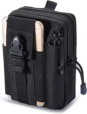 Zeato Tactical Molle Pouch EDC Utility Gadget Belt Waist Bag Pocket Organizer with Cell Phone Holster Holder for iPhone Xs Max/XR/Xs/X 8/8 Plus Samsung Galaxy S10 S9 S8 Pixel LG HTC and More (Black)