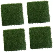 ibasenice Interlocking Fake Grass Tiles for Balcony Decor DIY Artificial Grass for Patio Yard Garden