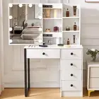 White Dressing Table with LED Lights Mirror Vanity Make up Desk Set Modern AU