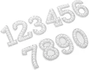 OSALADI DIY Number Stickers Imitation Pearls 10pcs Set Iron-on Applique Patches for Phone Bag