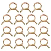 15Pcs Double Wire Spring Hose Clamps, 15mm Tube Clips, Color Zinc