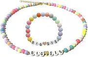 [Fuqimanman2020] Big Sister Bracelet Colorful Little Sister Bracelet Letter Beads Bracelet for Girls Sister Jewelry Gift