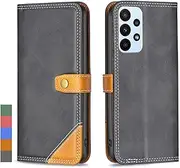 [Klapber] Case for Samsung Galaxy A23 5G Leather Case for Galaxy A23 5G Wallet Case Holster with Card Slot & Kickstand Bumper Soft TPU Silicone Shell Cover for Samsung A23 5G, Black