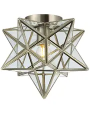 JONATHAN Y Designs Stella 12 Moravian Star Metal Glass Led Flush Mount
