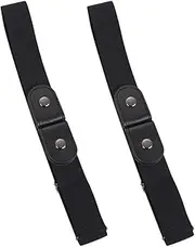 [PMTFUMY] 2 PCS Kids Elastic Belts ，Adjustable No-Buckle Stretch Belts for Boys & Girls, Flat Square Buckle-Free Design for Jeans, Pants, Shorts & Dresses (Ages 2-15), Black, One Size