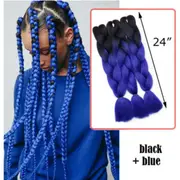 62cm Synthetic Gradient Coloured Braiding Hair Extensions - Black&Admiral Blue