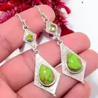 Copper Green Turquoise & Peridot Handmade 925 Sterling Silver Earring 2.50" SK28