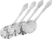 HEALEEP 4pcs Shell Shape Stainless Steel Teaspoons for Serving Stirring Mixing Elegant Kitchen Tableware Modern Design for Home Restaurant Use Silver Finish