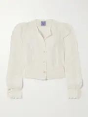 [Thierry Colson] Thierry Colson - Arabella Scalloped Cotton And Linen-blend Jacket - Off-white - small small Off-white
