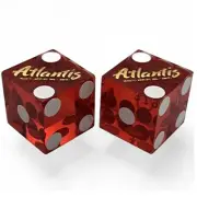 Genuine Atlantis Reno NV Casino Craps Dice Pair Red Polished Matching Serial #s