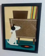Mid Century Modern Atomic Era Dog Art Print on Canvas 4 Options