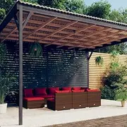 Patio Furniture Sets 10 Piece Garden Lounge Set with Cushions Brown Poly Rattan