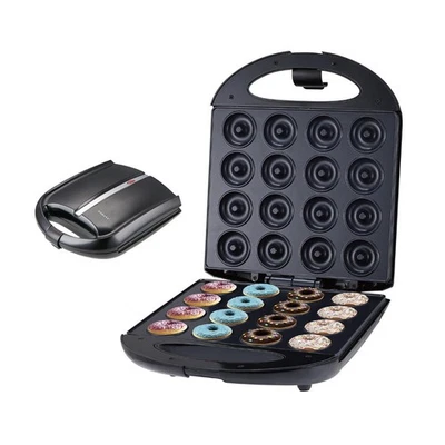 1400W 16-Donut Non-Stick Maker: Double-Sided Heating Breakfast/Snack Machine