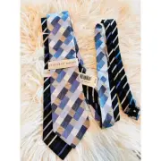 NWT Geoffrey Beene Silk Hand Made Stain Resistant Neck Ties Lot of 2 Multicolor