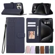 Leather Card Wallet Flip Case Cover For iPhone 16 15 14 13 12 11 Pro Max XS XR X